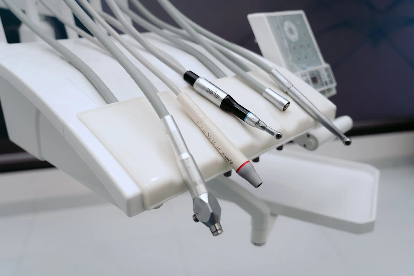 Advanced dental equipment and tools arranged in a treatment room